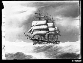 Painting, ILLAWARRA - three masted ship at sea