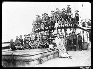 Group of boy scouts and men on board ELGINSHIRE