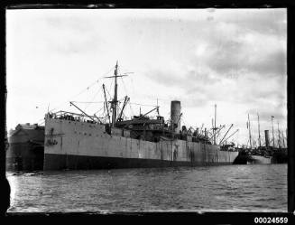 Cargo or passenger steamer at wharf