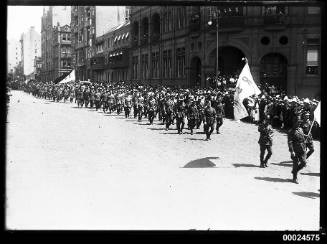 Australian Army soldiers marching along Macquarie Street, Sydney