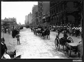 Australian Army soldiers marching along Macquarie Street, Sydney