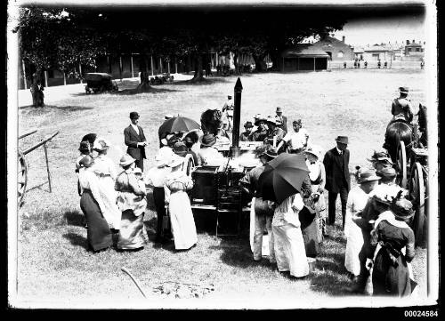 Field kitchen surrounded by civilians and soldiers probably at Victoria Barracks