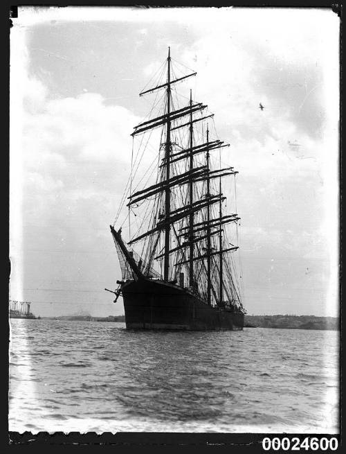 Four-masted steel barque GUSTAV possibly in Rose Bay, Sydney