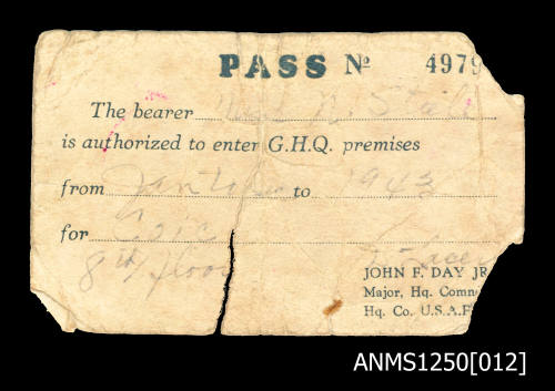 GHQ Pass No 4979