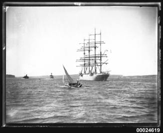 Four-masted barque MAGDALENE VINNEN departing Sydney