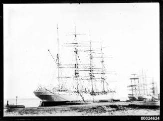 Four-masted barque moored at dyke berths at Bullock Island, Newcastle NSW