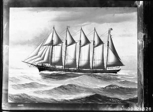 Five-masted American schooner CRESCENT under full sail