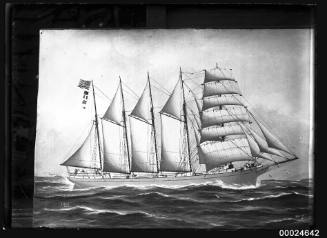 Five-masted American schooner MONTEREY under full sail