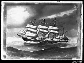 Four-masted barque PAUL under partial sail at sea