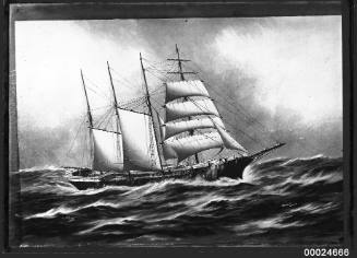 American four-masted barque HAWAII under partial sail