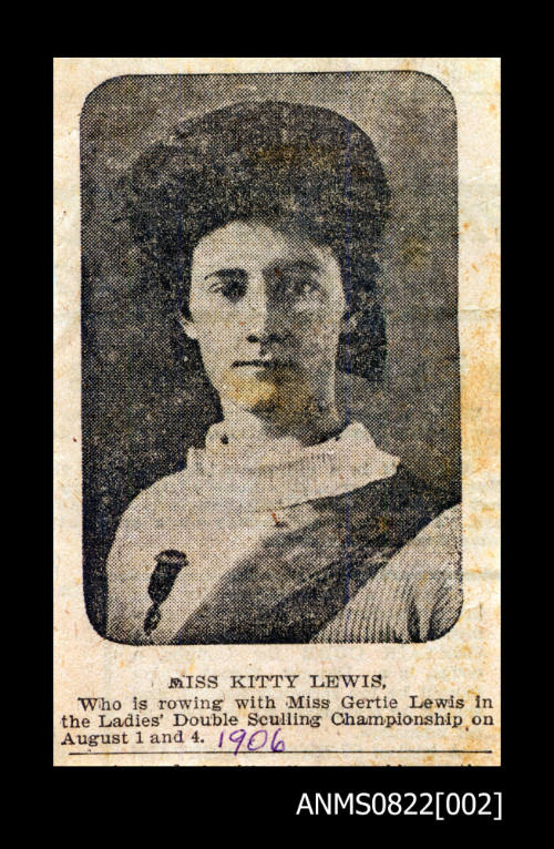 Newspaper clipping of an article referring to Miss Kitty Lewis