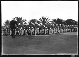 United States Marines marching near Sydney's Royal Botanic Gardens