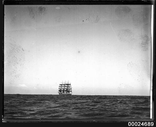 MAGDALENE VINNEN, four masted barque under partial sail at sea