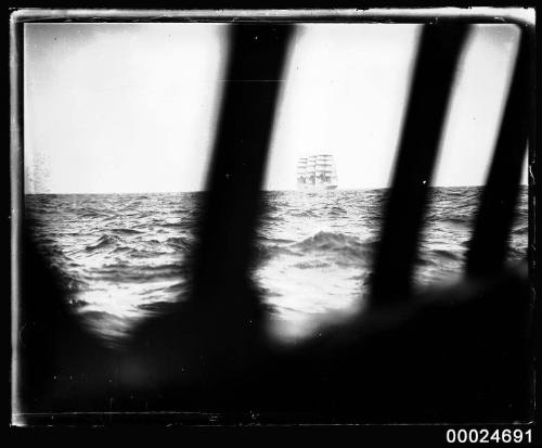 Four-masted German barque MAGDALENE VINNEN under partial sail at sea