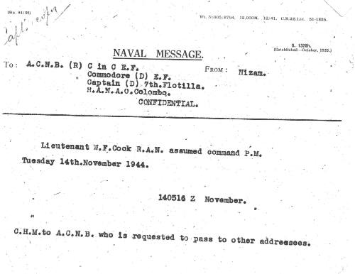 Naval Message from NIZAM to ACNB