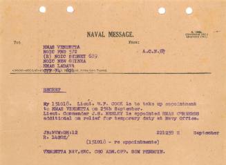 Naval Message from ACNB to HMAS VENDETTA