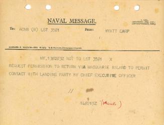 Naval Message from WYATT EARP to ACNB