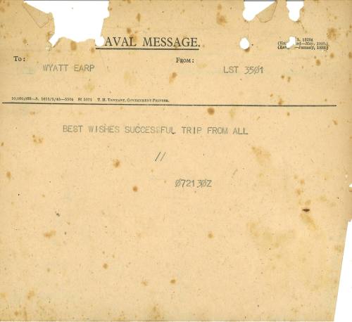 Naval Message from LST 3501 to WYATT EARP