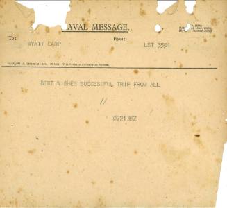 Naval Message from LST 3501 to WYATT EARP