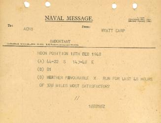 Naval Message from WYATT EARP to ACNB