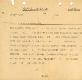 Naval Message from  ACNB to WYATT EARP