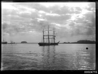 Three-masted barque at anchor in Newcastle Harbour, New South Wales