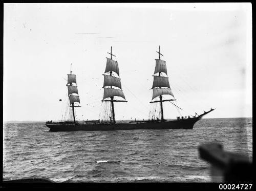 View of TERPSICHORE leaving Sydney under tow.