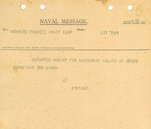 Naval Message to ACBN (R) FOIC (S) WYATT EARP from LST3501