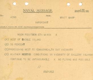 Naval Message to ACBN from WYATT EARP