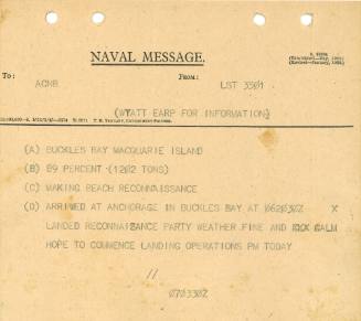 Naval Message to ACBN form WYATT EARP