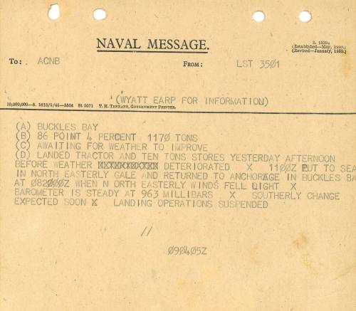 Naval Message to ACBN form LST 3501