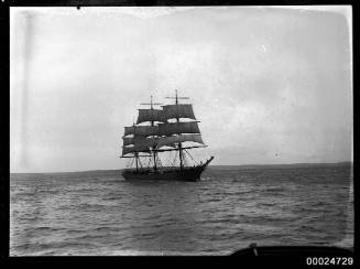 View of TERPSICHORE, British 3 masted ship leaving Sydney.