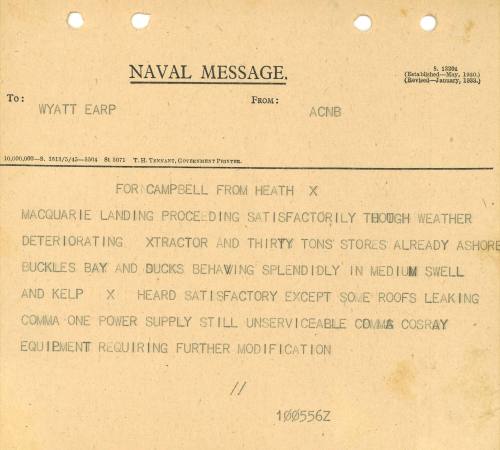 Naval Message from ACBN to WYATT EARP