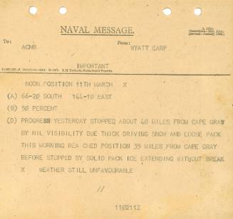 Naval Message from ACBN to WYATT EARP