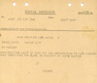 Naval Message to ACBN (R) LST 3501 from WYATT EARP