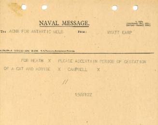 Naval Message to ACBN for Antactic Melb from WYATT EARP