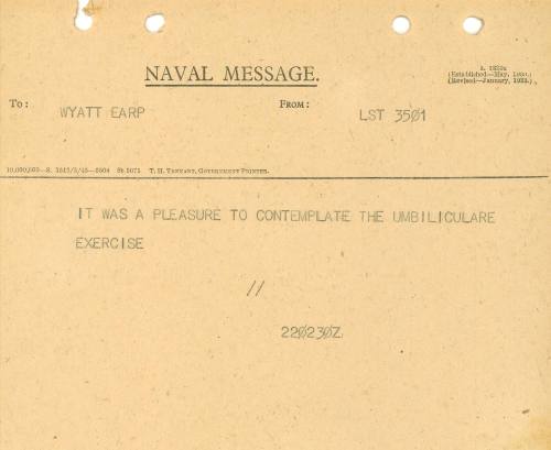 Naval Message to WYATT EARP from LST 3501