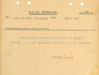 Naval Message to ACNB (R) PP HARMAN from WYATT EARP