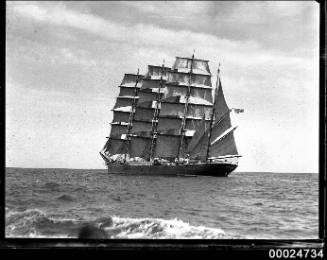 Four-masted barque PAMIR under sail at sea