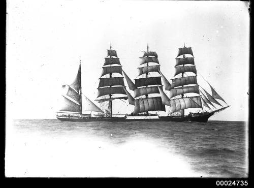 Four-masted barque PAMIR under sail at sea