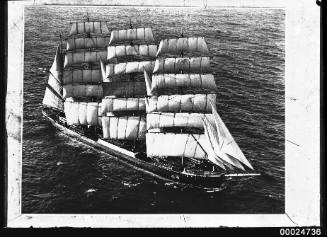 Four-masted barque PAMIR under sail at sea