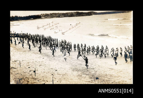 Surf life saving championships of New South Wales at Manly Beach including the Freshwater team and Newcastle team