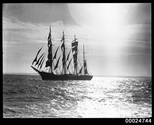 Four-masted barque PAMIR under sail at sea