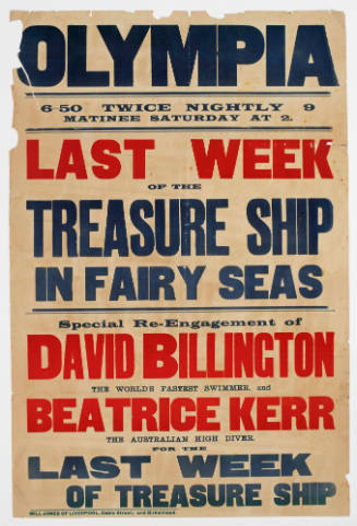 Olympia Treasure Ship poster featuring Beatrice Kerr