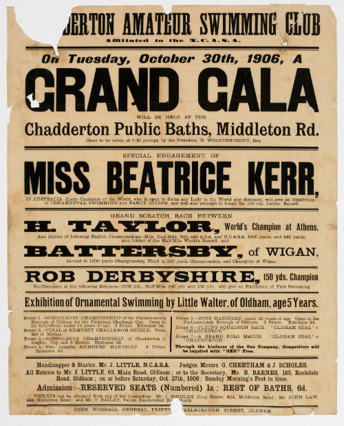 Swimming Club poster featuring Beatrice Kerr