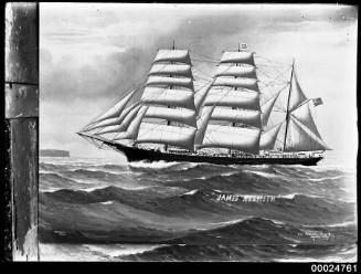 Ship JAMES NESMITH American three masted barque at sea