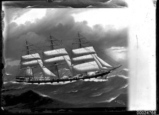 Three masted barque in heavy seas