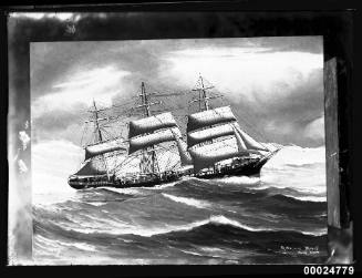 Ship three mast barque NAIAD in large seas