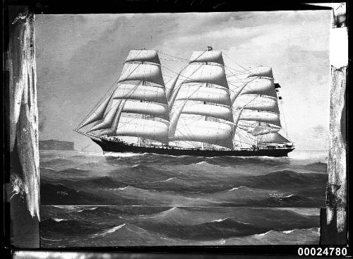 Ship NAIAD three masted ship underway at sea