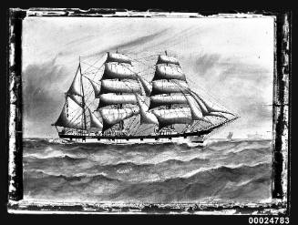 Ship NJORD, three masted barque at sea.